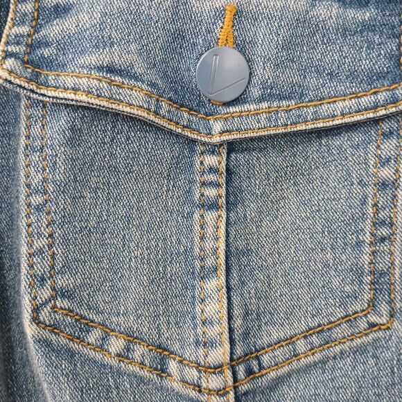 Very Vera Cropped Embroidered Jean‎ Jacket Size Large Petite - Picture 5 of 8